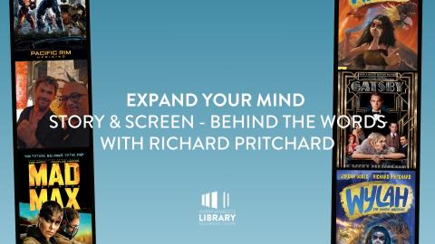 Speaker Richard Pritchard and images of the movies he has worked on